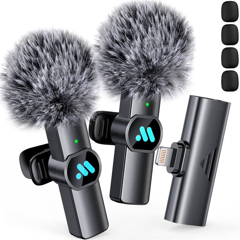 2pcs Lavalier Wireless Microphone for iPhone iPad, Wireless Microphone for Video Recording, Game ... | Amazon (US)