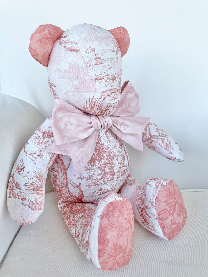 MADE to ORDER - Sarah - Handmade Pink Toile Teddy Bear | Etsy (US)