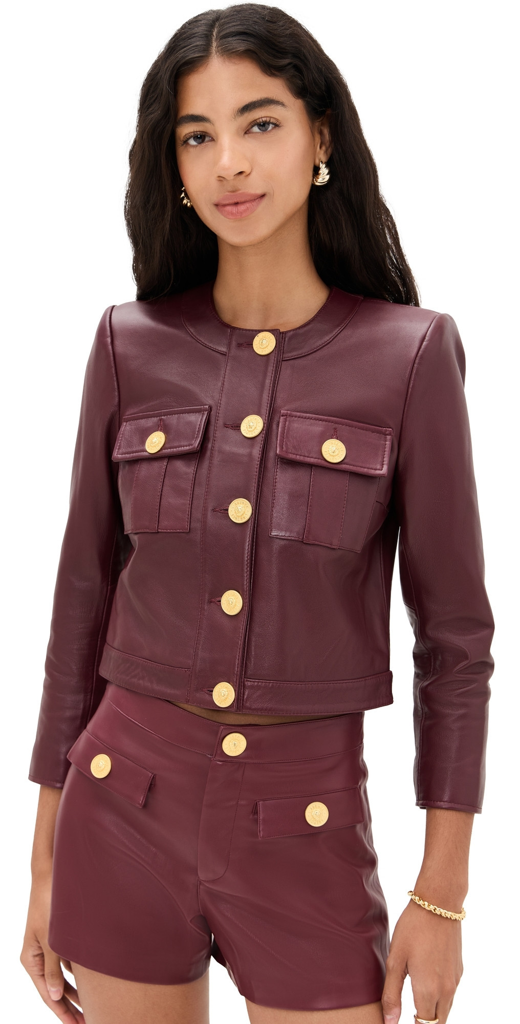 L'AGENCE Deidra Collarless Jacket Black Cherry 0 | Shopbop