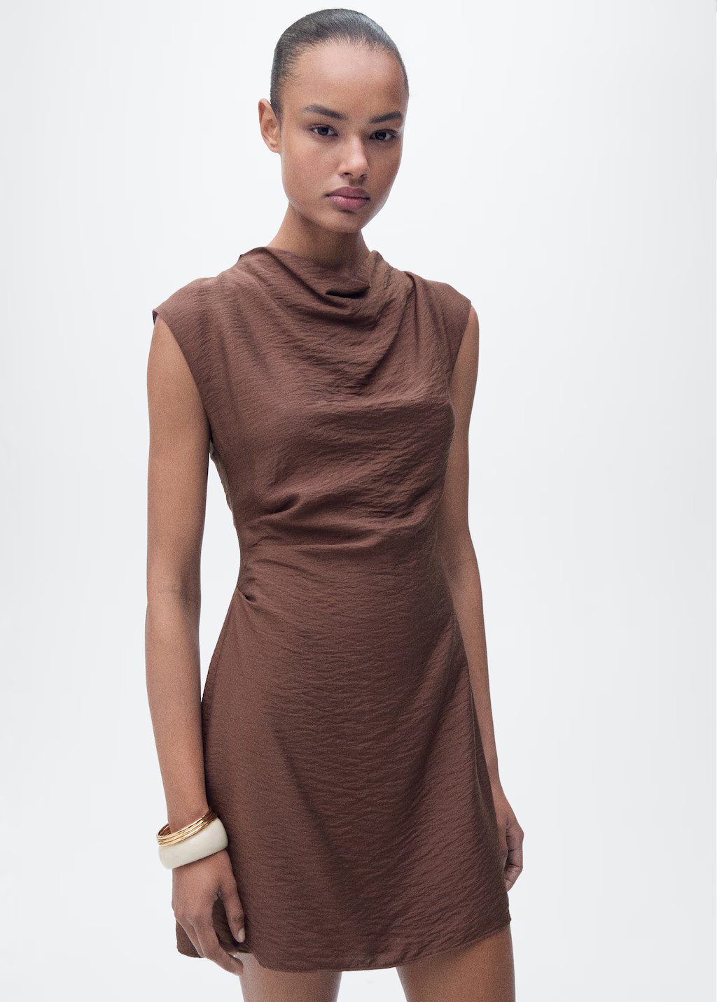 Draped textured dress - Women | MANGO USA | Mango (US/MX/AU)