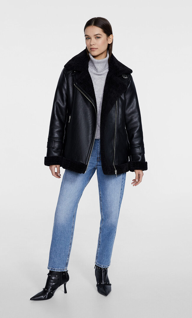 Faux leather jacket with pockets | Stradivarius (UK)