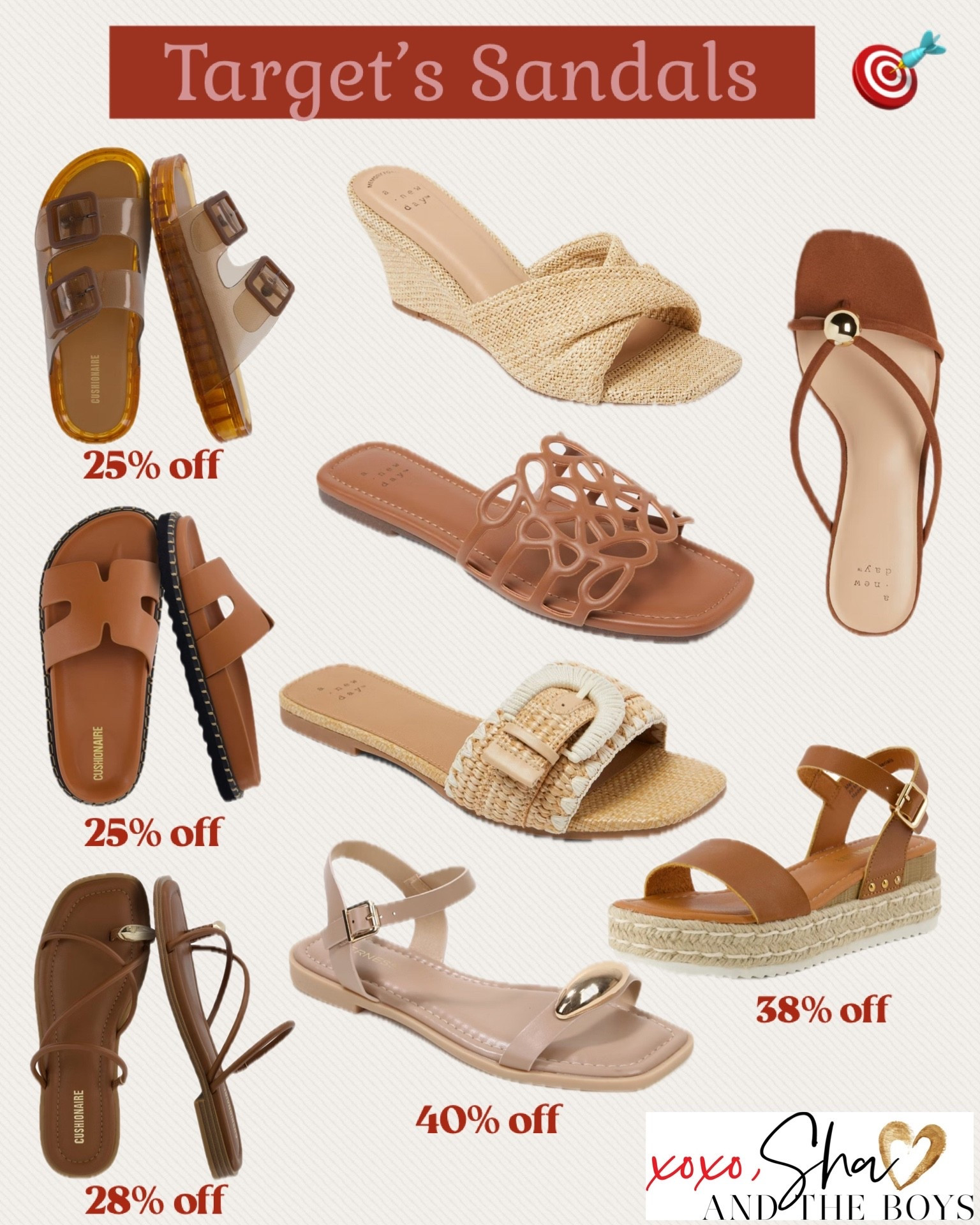 Taget sandals, selected items are up to 40% off 

Summer shoes, sandals, wedges, slides 

#LTKSaleAlert