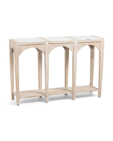 45x12x30 Marble Top Arched Slatted Console Table | TJ Maxx