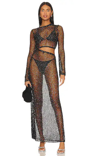 Lo Sequin Dress | Black Sequin Dress | Black Sheer Dress | Long Sleeve Black Dress With Sleeves | Revolve Clothing (Global)