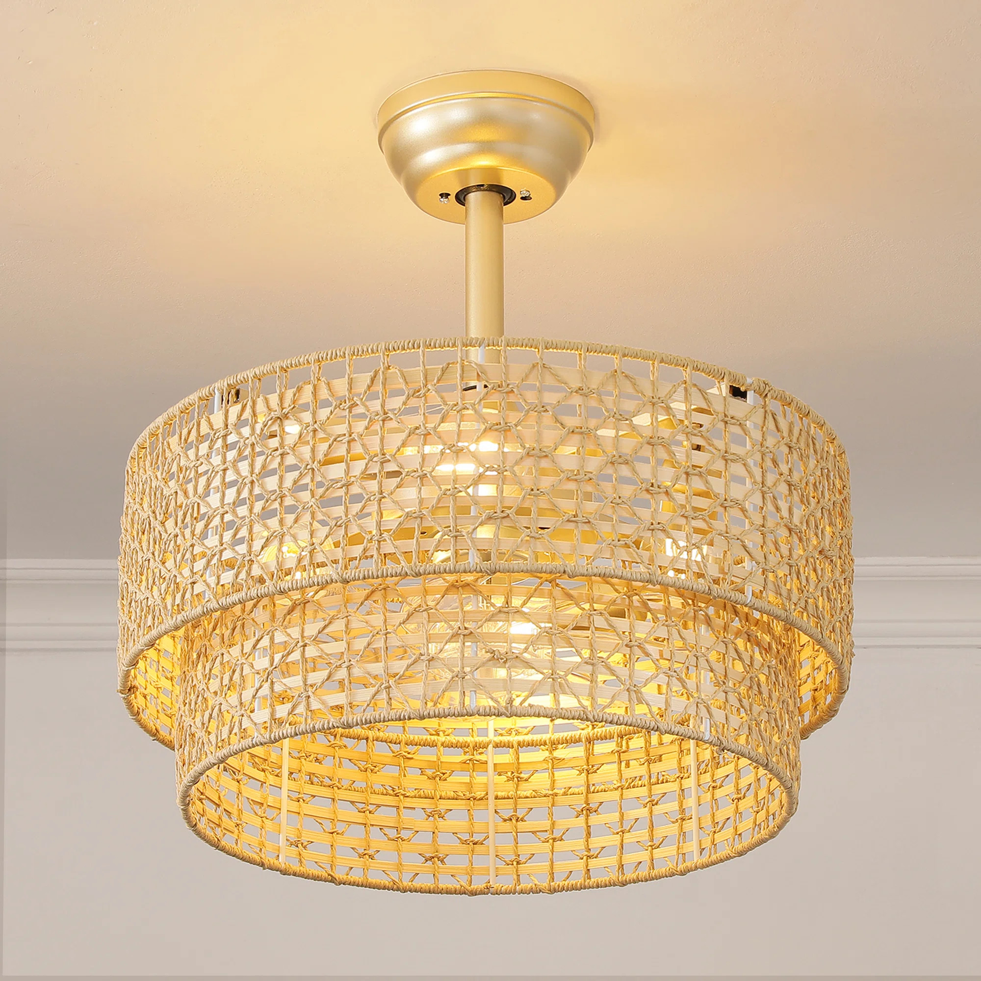 Bocangria 19'' Boho Rattan Caged Ceiling Fan With Light Kit And Remote Control | Wayfair North America