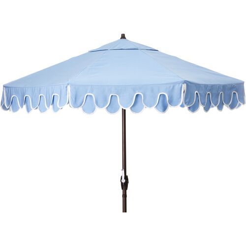Phoebe Scallop Patio Umbrella, Light Blue | One Kings Lane
