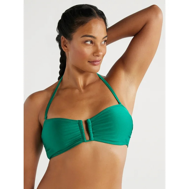 Love & Sports Women's Shimmer Bandeau Bikini Top with Removable Straps, Heritage Green, Sizes XS-... | Walmart (US)