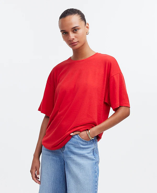 Linen-Blend Crewneck Oversized Tee | Madewell | Madewell