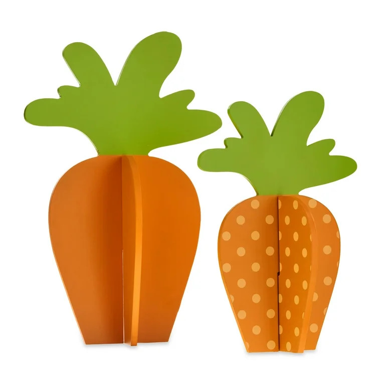 Way to Celebrate Easter Set of 2 Slotted Carrot Wood Décor | Walmart (US)