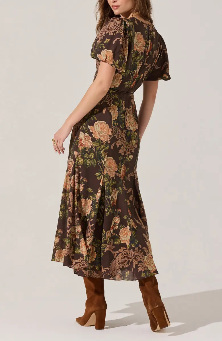 Lavena Floral Puff Sleeve Midi Dress | Nordstrom