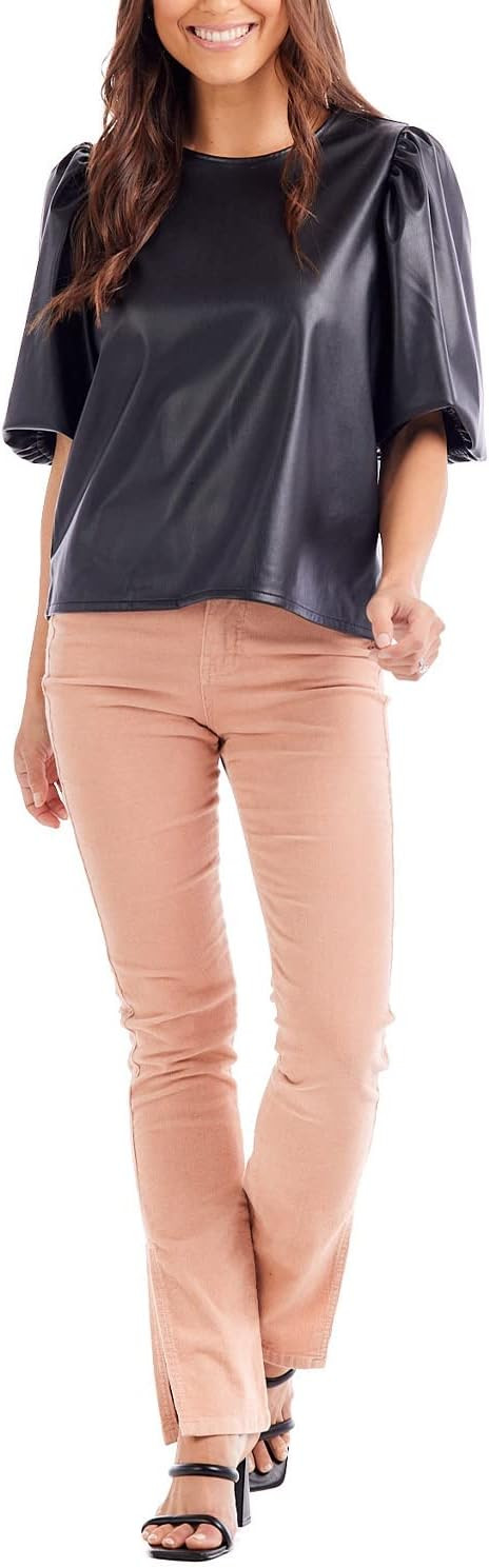 Mud Pie Women's Lemy Faux Leather Top | Amazon (US)