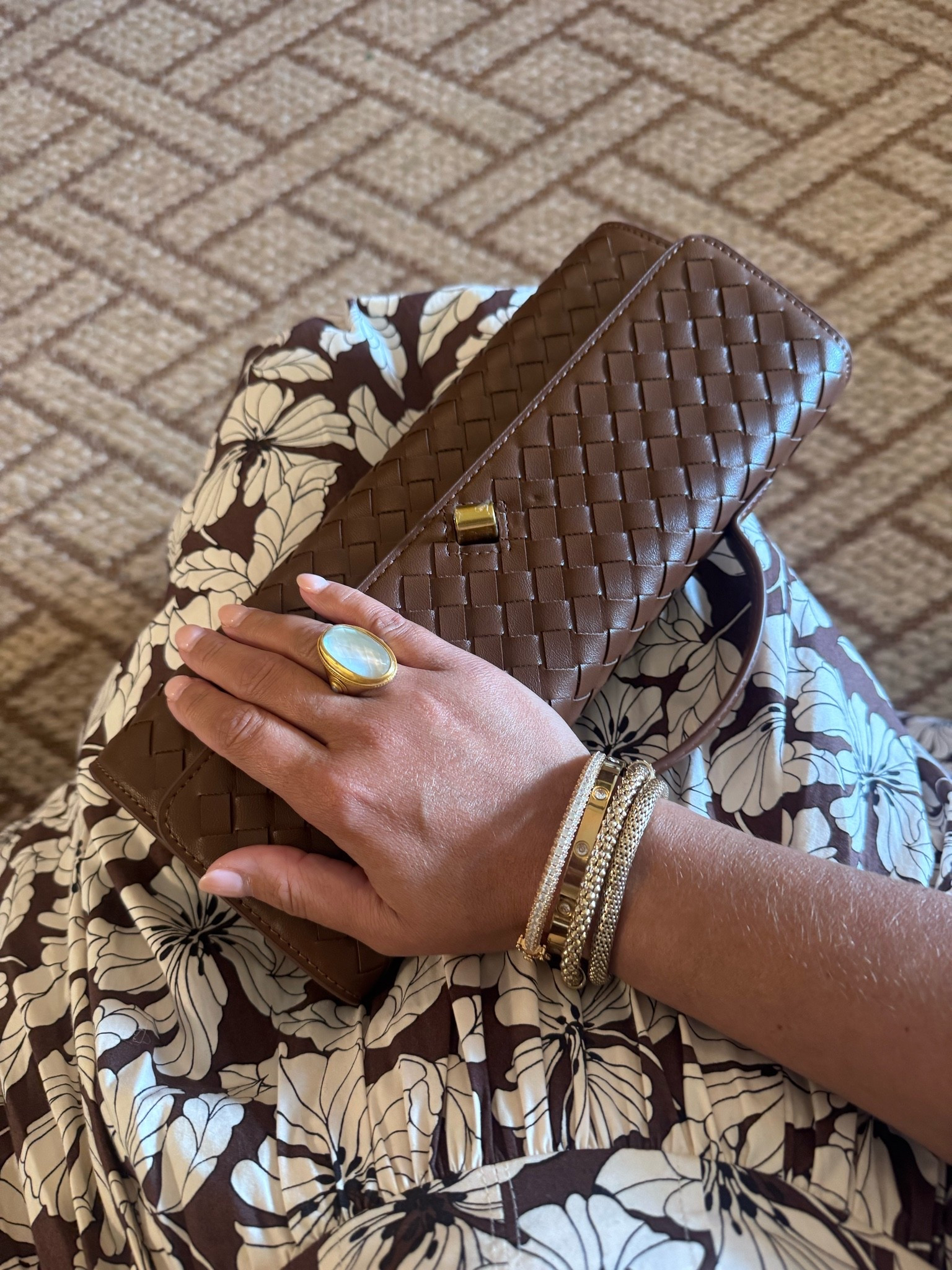 Perfect fall color clutch and still obsessing over the moon pearl ring!

#LTKgrwm #LTKOver40 #LTKootd