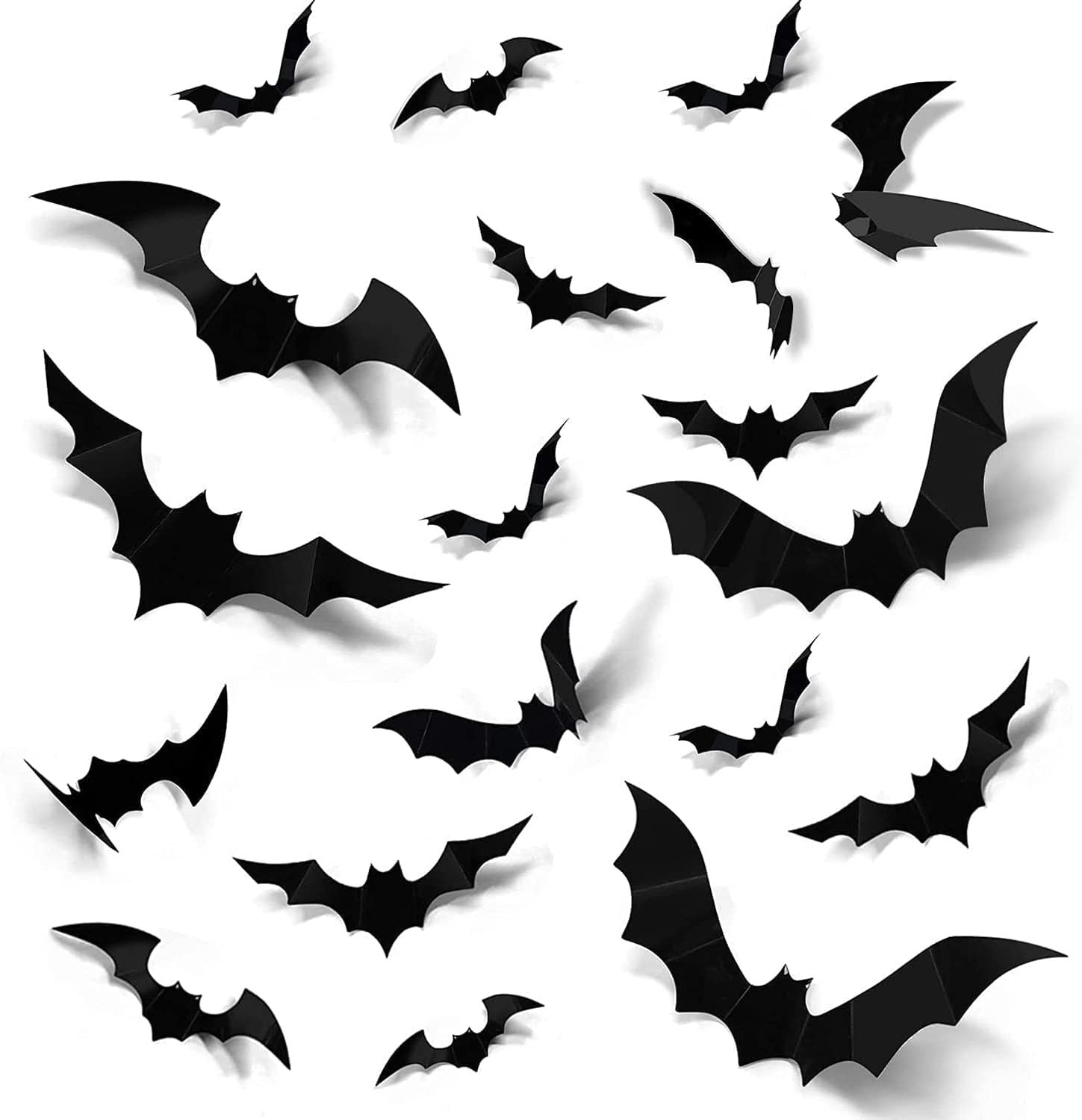 Halloween 3D Bats Stickers Decorations 96pcs 4 Different Sizes Scary Bat Wall Decal Decor for Win... | Amazon (UK)