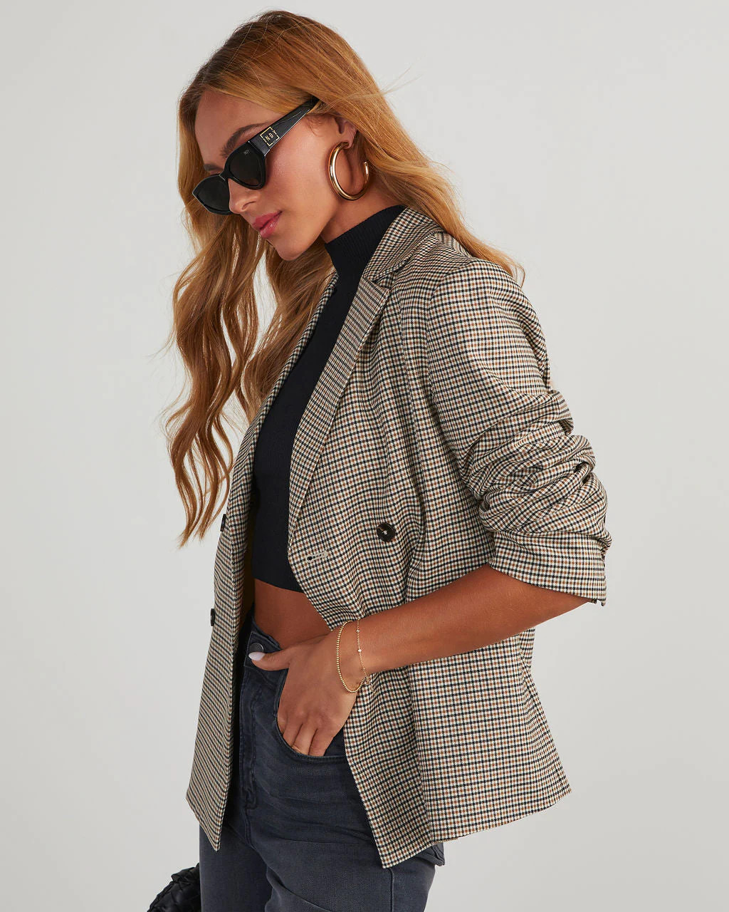 Recognition Pocketed Plaid Blazer | VICI