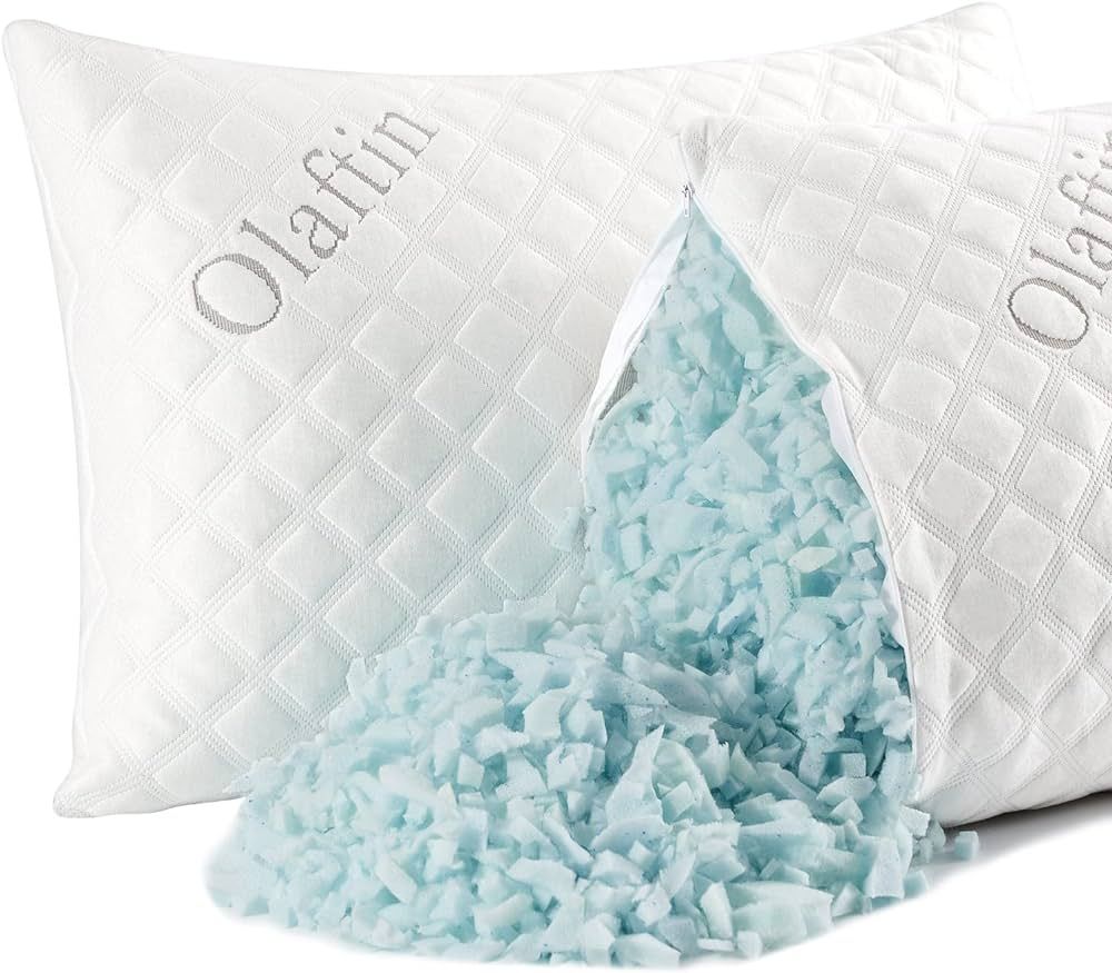 Olaftin Shredded Memory Foam Pillows 2 Pack King Size Bamboo Cooling Support Bed Pillows for Slee... | Amazon (US)