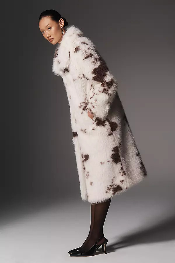 Faux Fur Cow Print Coat Jacket | Anthropologie (US)