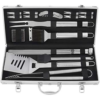 Grilljoy 20PCS Heavy Duty BBQ Grill Tools Set. Extra Thick Stainless Steel Spatula, Fork, eTongs ... | Amazon (US)