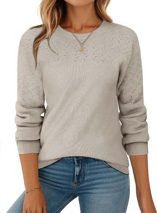 Zeagoo Fall Sweaters for Women 2025 Casual Crewneck Knit Long Sleeve Loose Pullover Sweater Outfi... | Amazon (US)