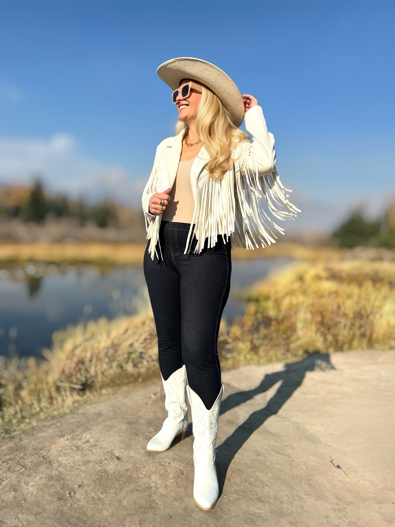 🤠WESTERN OUTFIT for women! What do you think? YES or No? Let me know! I think it’s perfect for Jackson Hole, Wyoming, a Texas Rodeo or a Nashville Country Concert. Hee Haw! 

Wearing a medium in the fringe jacket. Wearing a large in the denim leggings.

Western Outfits Women I Nashville Outfits for Women I Country Concert Outfit

Taylor swift concert outfit ideas I texas rodeo outfit | rave outfits festivals | rodeo outfits for women | houston rodeo outfits for women | rodeo outfit | nashville outfits spring | texas rodeo outfits | all fringe outfit | black on black outfit | fringe on fringe | country concert outfit | country concert outfit ideas | country concert outfits | country concert outfit ideas winter | rodeo outfit | rodeo outfit ideas | western glam outfit | rodeo outfits for women | rodeo outfits winter | cowgirl outfit | rodeo outfits | western outfits | western outfits women | country glam outfit | nashville outfit | nashville outfits | rodeo outfits for women | nashville outfits for women | country concert outfit | country concert outfits


#westernfashion #westernstyle #westernwear #westernglam #westernoutfits #countryconcert #countryconcertoutfit #rodeo #rodeofashion #cowgirl #cowgirlboots #cowboyhat #cowboyhats #countryoutfit #countrygirls #fallfashion #falltrends 

#LTKSeasonal #LTKOver40 #LTKSaleAlert #LTKTravel #LTKgrwm #LTKootd #LTKMidsize #LTKWorkwear #LTKU