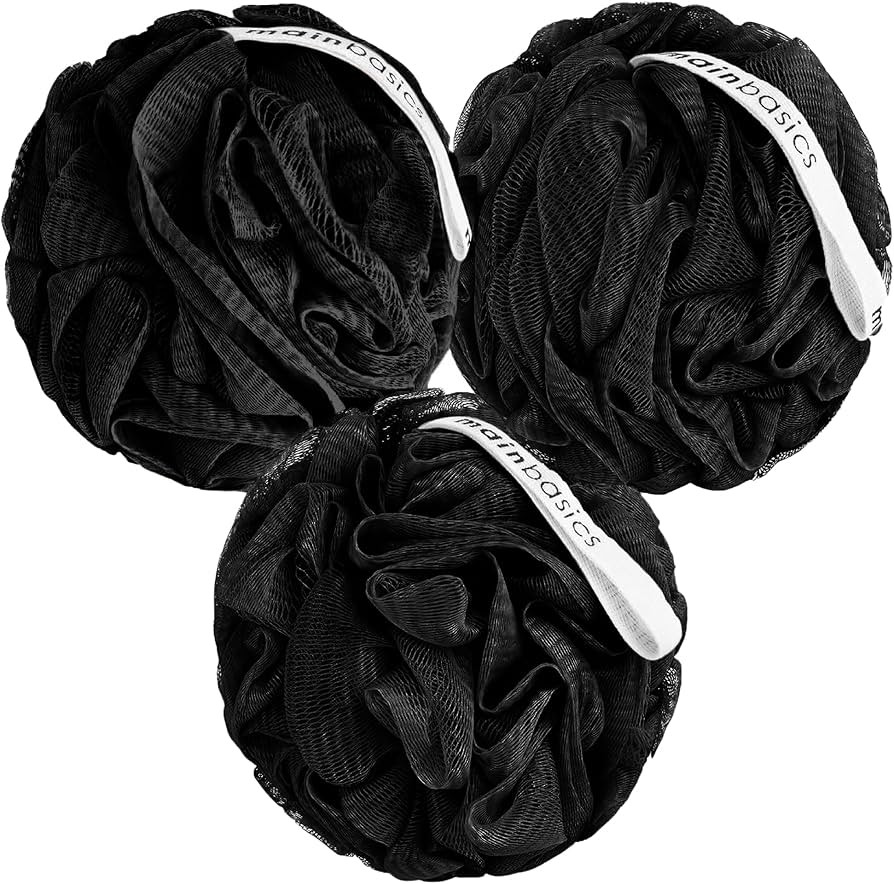 MainBasics Bath Shower Loofah Sponge Pouf Body Scrubber Exfoliator Body Wash Sponge (Set of 3, Tr... | Amazon (US)