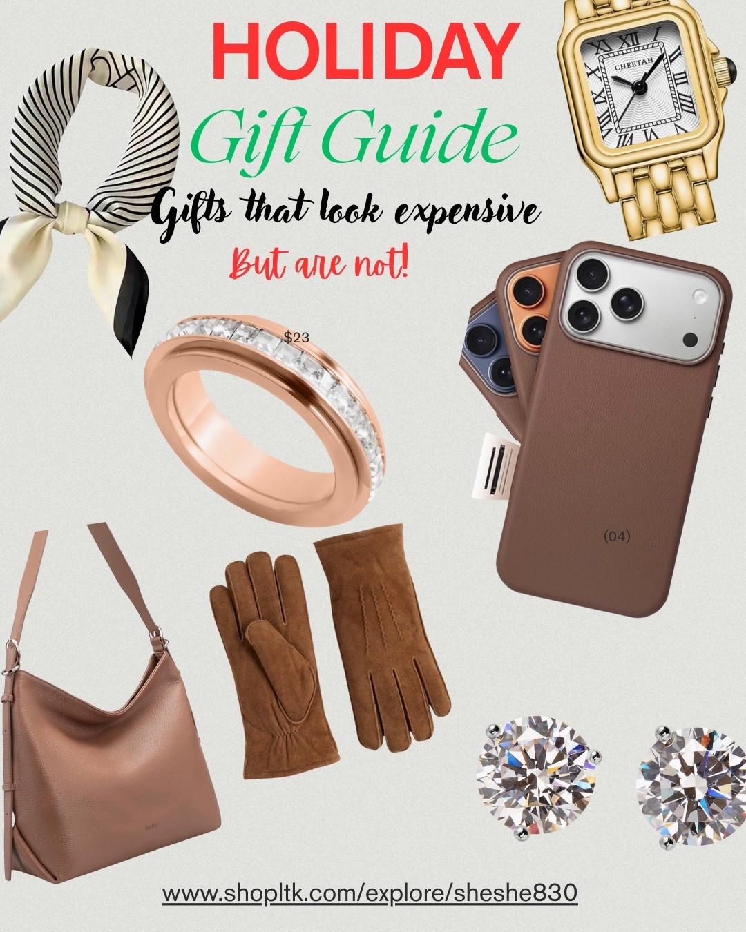 When you give a gift that looks super lux, but is actually very affordable, it's a win-win! 
Leather phone cases, shearling gloves, genuine leather bags, watches that are easily mistaken for Cartier's Tank watch and super in trend square scarfs.
There is something for everyone here!

Gift guides, gift ideas

#LTKGiftGuide #LTKFindsUnder100 #LTKHoliday