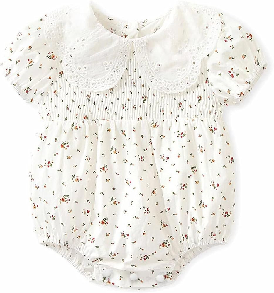 Curipeer Infant Baby Girls Floral Romper Casual Long Sleeve Jumpsuit for Summer | Amazon (US)