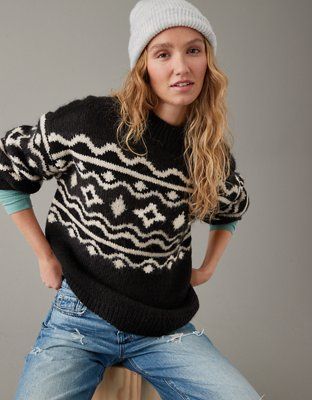 AE Fair Isle Mockneck Sweater | American Eagle Outfitters (US & CA)