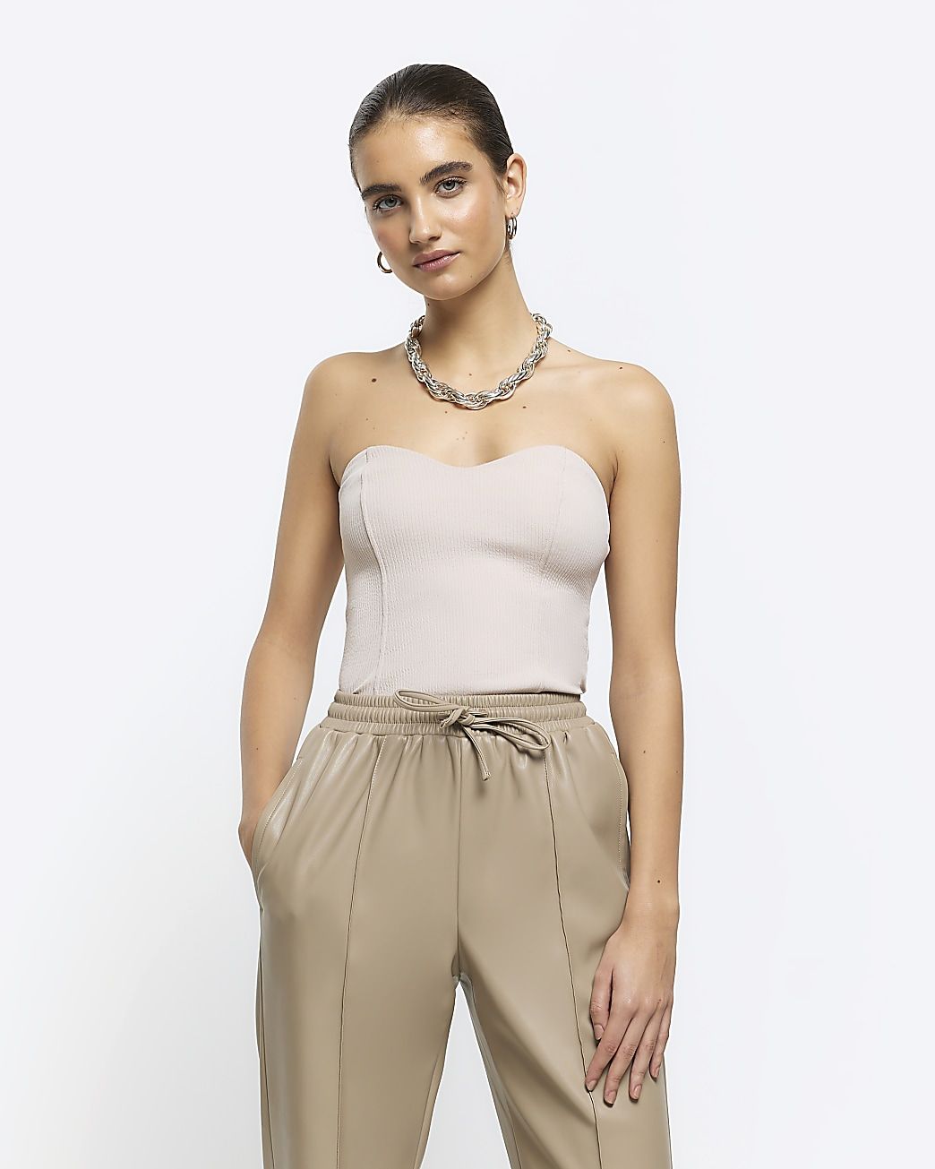 Beige bandeau top | River Island (UK & IE)