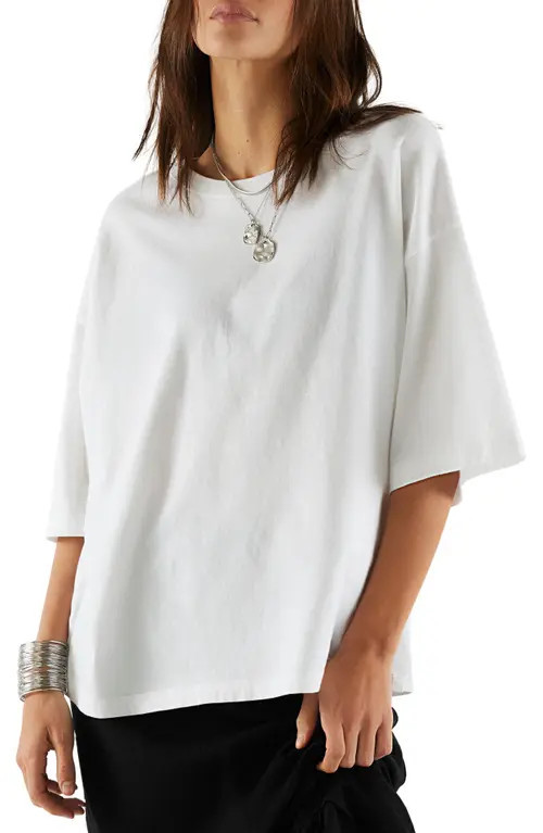 Free People WTF Perfect Oversize Cotton T-Shirt in White at Nordstrom, Size Medium | Nordstrom