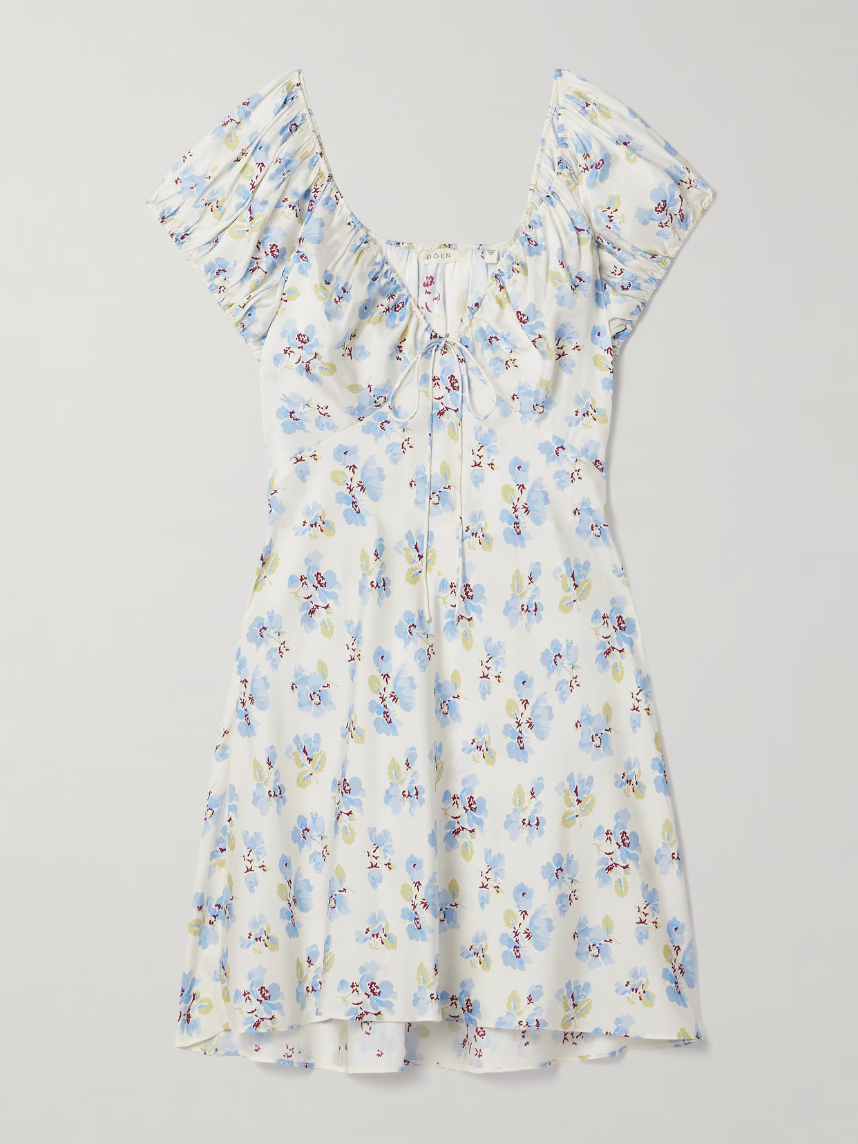 DÔEN - Sera Floral-print Silk-blend Mini Dress - Blue | NET-A-PORTER (US)