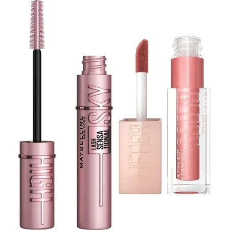 Maybelline Lash Sensational Sky High Mascara + Lifter Lip Gloss Set Blackest Black | Walmart (US)