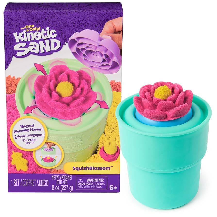 Kinetic Sand, SquishBlossom Blooming Flower with 8oz Neon Yellow & Pink Play Sand, Pot & Molds, G... | Amazon (US)