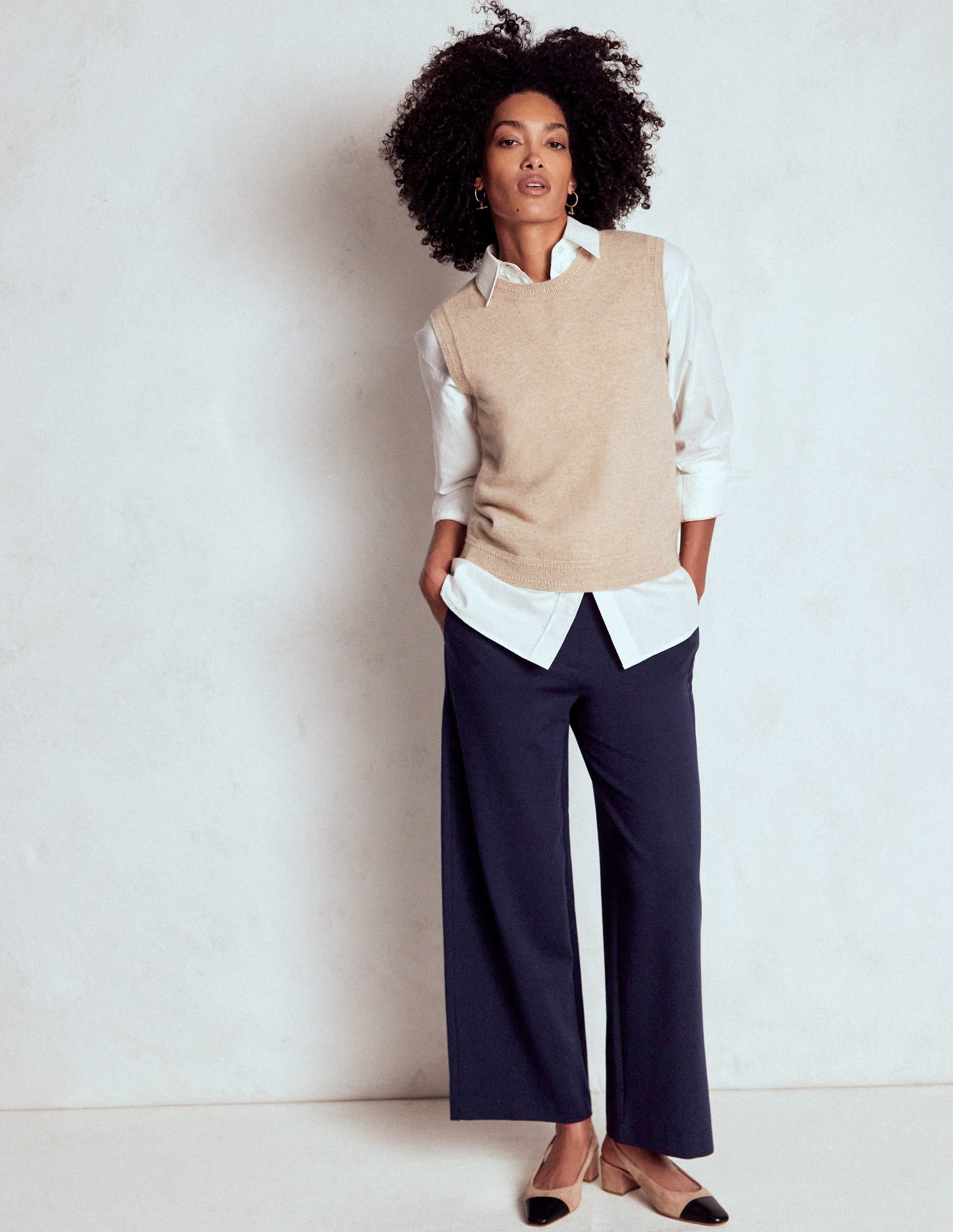 Belgravia Ponte Crop Trousers-Navy | Boden UK