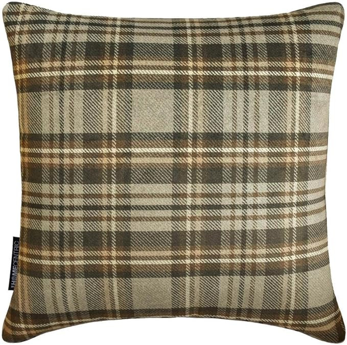 Winter Plaid Throw Pillow cover, 20"x20" Gray Velvet Decorative Pillow Cover, Modern Plaid Farmho... | Amazon (US)