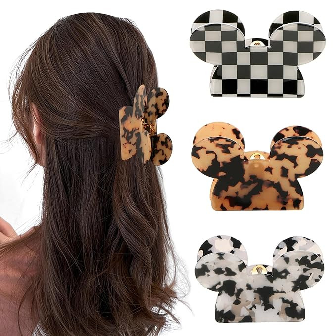 3Pcs Mouse Head Hair Claw Clips, BENOSPACE Acrylic Lady Bear Hair Clips for Thin Medium Curly Hai... | Amazon (US)