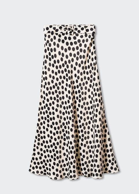 Printed skirt with polka dots belt -  Women | Mango United Kingdom | MANGO (UK)