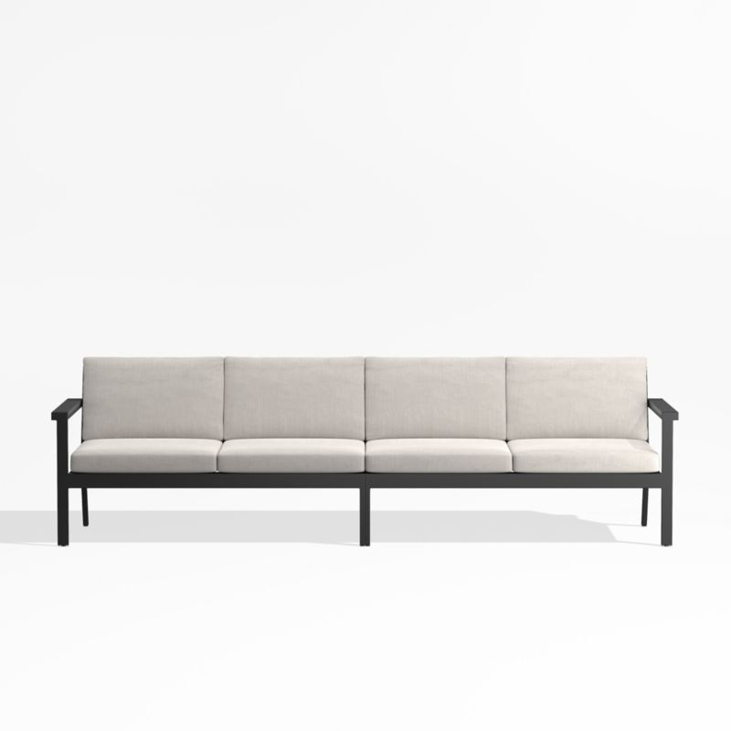 Alfresco 108" Metal Outdoor Sectional Sofa with Silver Sunbrella Cushions + Reviews | Crate & Bar... | Crate & Barrel