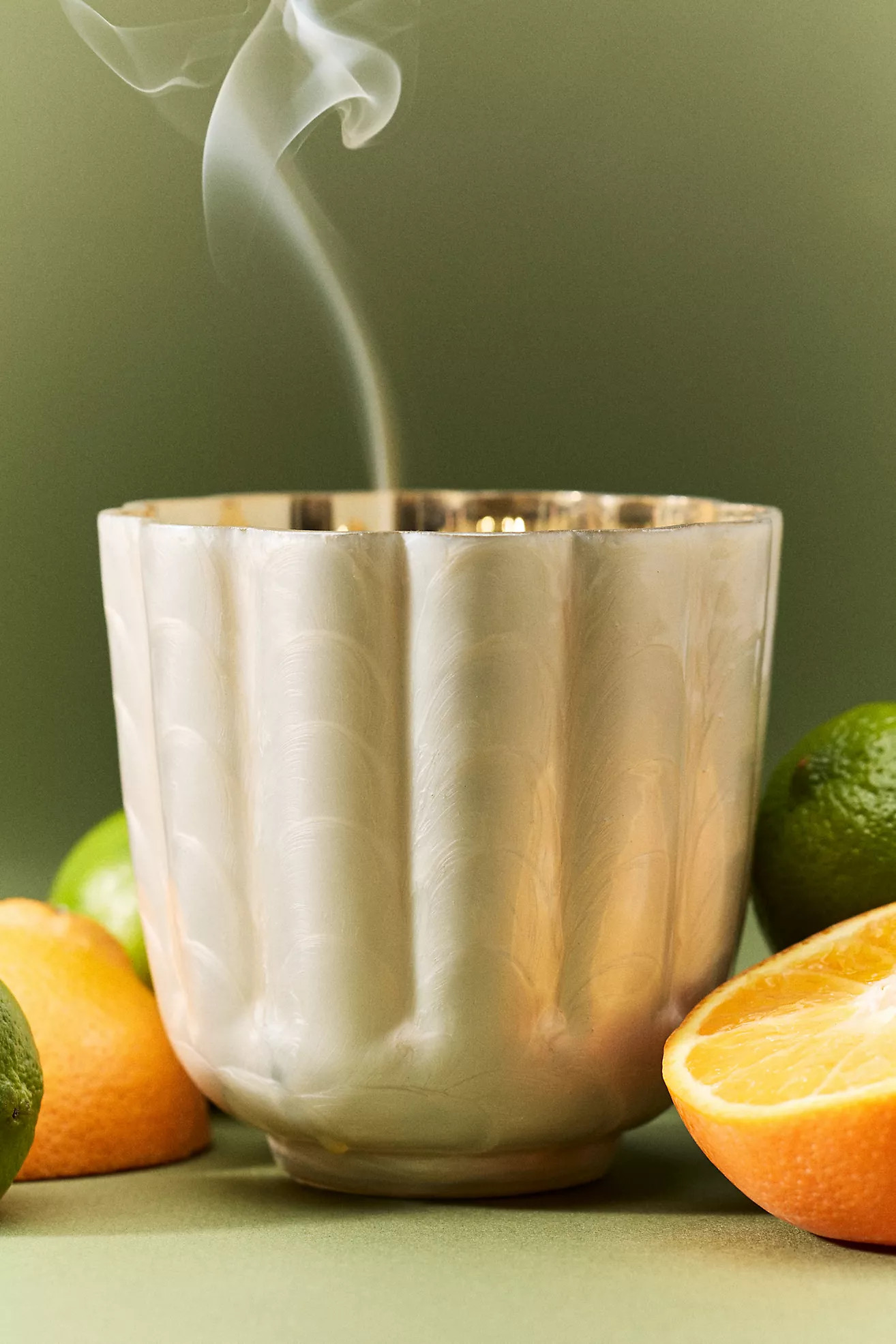 Capri Blue Volcano Scalloped Capiz Glass Candle | Anthropologie (US)