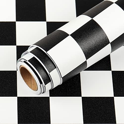LaCheery 15.8"x80" Checkered Contact Paper Decorative Self Adhesive Checkered Wallpaper Removable Bl | Amazon (US)