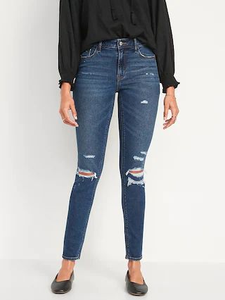 Mid-Rise Rockstar Super Skinny Ripped Jeans for Women | Old Navy (US)