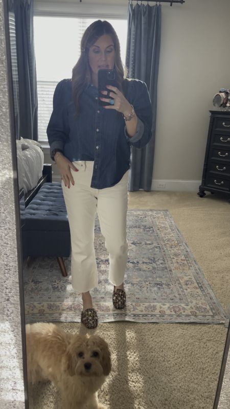 Meet your new favorite white jeans? (FYI: they come in several washes) mid rise, crop flare hem, slim thru hip and thigh  

#LTKSeasonal #LTKover40 #LTKmidsize