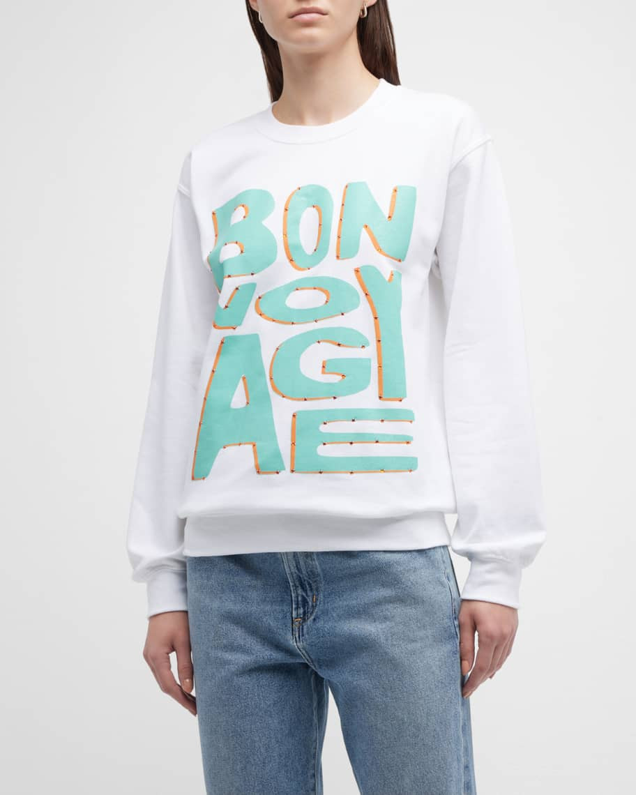 Bon Voyage Rhinestone Graphic Sweatshirt | Neiman Marcus