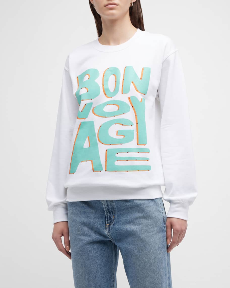Alla Berman Bon Voyage Rhinestone Graphic Sweatshirt | Neiman Marcus