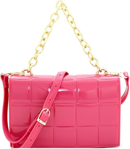 Chain Accent Woven Effect Jelly 2-Way Shoulder Bag Crossbody | Amazon (US)
