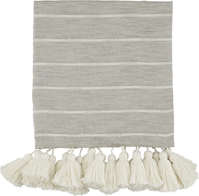 Mud PieStripe Tassel Throw Blanket, Gray, 50" x 60" | Amazon (US)