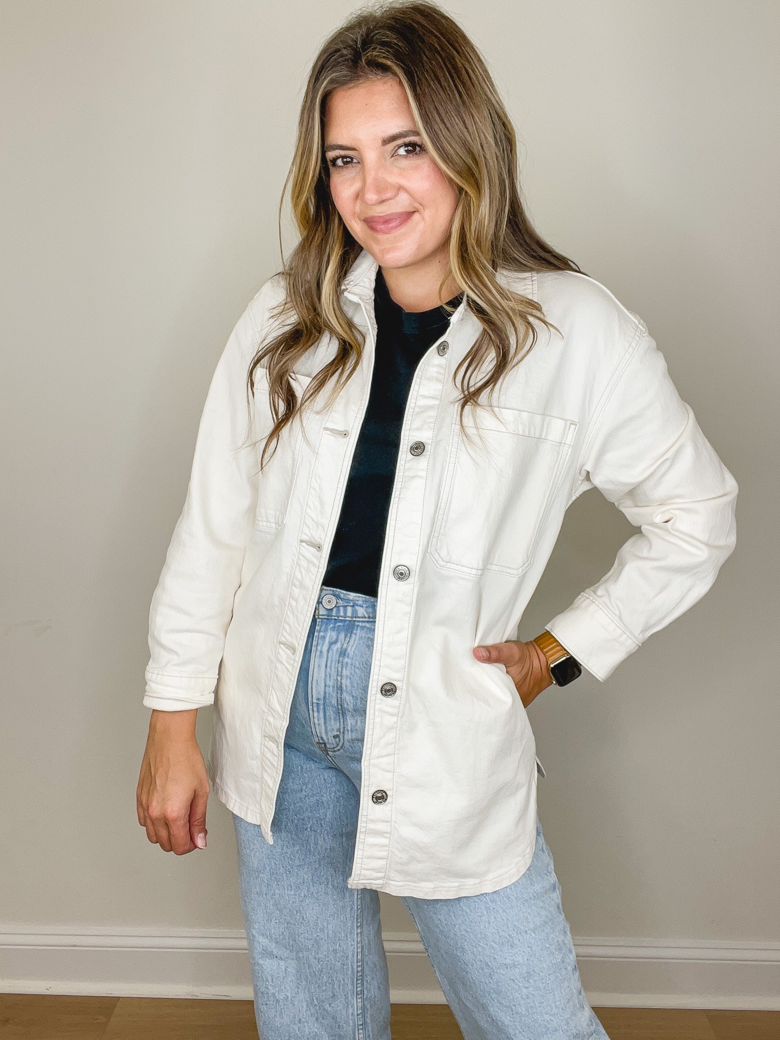 Abercrombie finds! 20% off 3+ items, 15% off 2. @abercrombie try on: white denim shacket. (Size down-small) high rise relaxed leg jeans (tts -29)

#LTKunder50 #LTKsalealert #LTKunder100