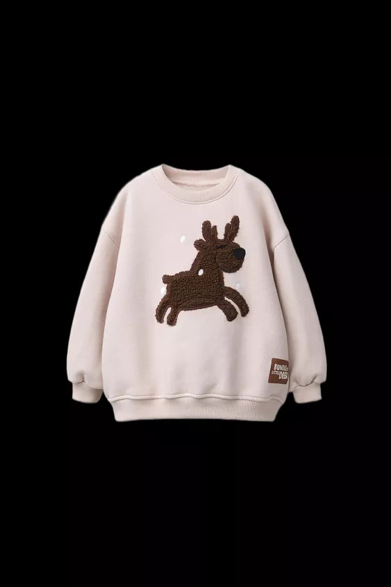 REINDEER FAUX SHEARLING PATCH SWEATSHIRT | Zara US
