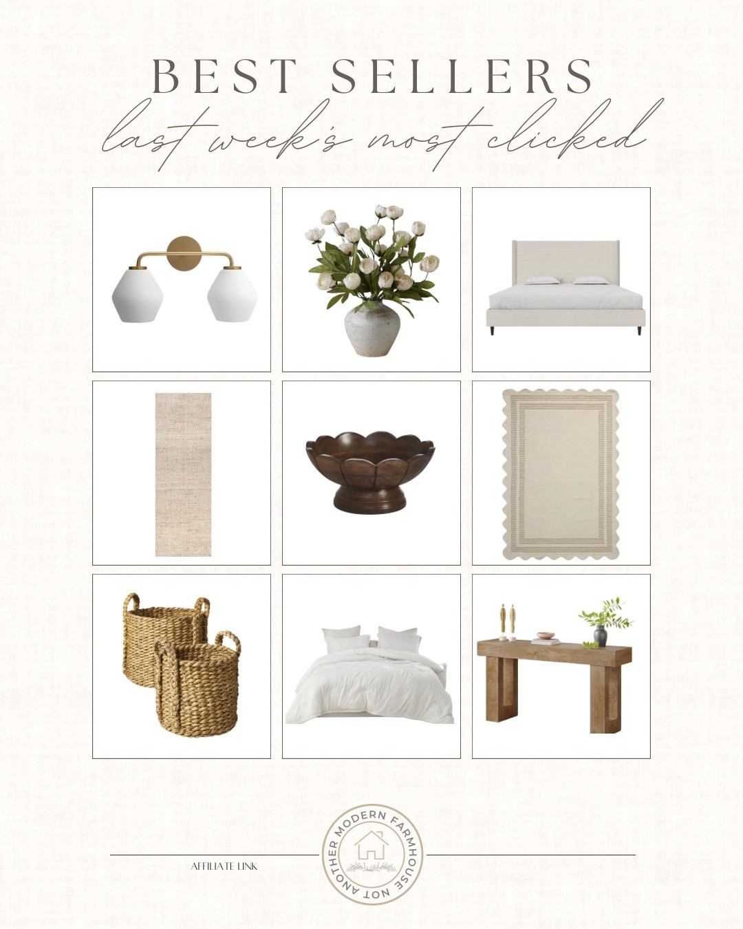 Last week’s most-clicked finds 👏🏼✨

Best sellers, home finds, Amazon home, Wayfair finds, bedding, bedroom furniture, console, rug, jute rug, wicker baskets, lighting

#LTKSaleAlert #LTKHome #LTKSeasonal