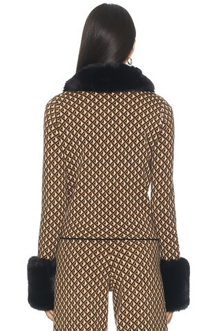 Chateau Cardigan in Carmel Geo Knit With Faux Fur | Revolve Clothing (Global)