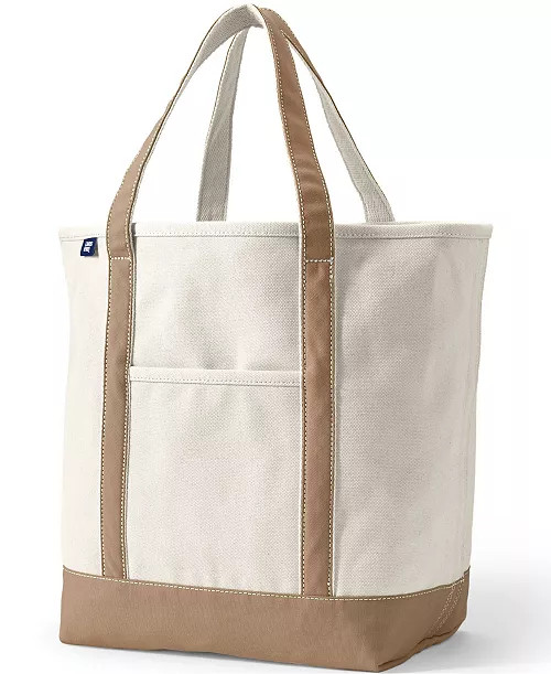 Lands' End Large 5 Pocket Open Top Canvas Tote Bag - Macy's | Macy's